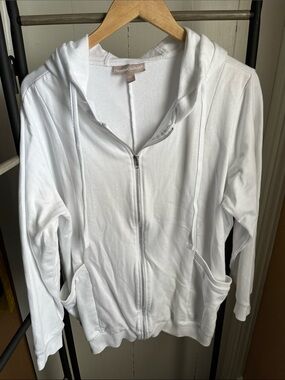 Woman Within White Full-Zip Hoodie Jacket
